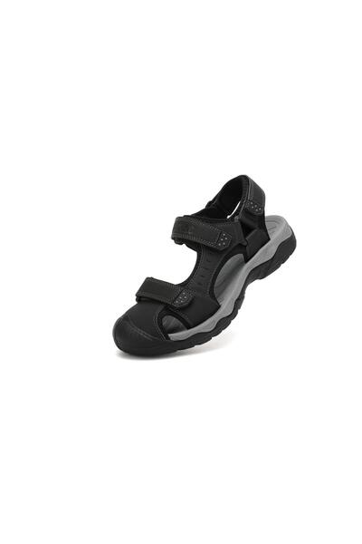 AX Boxing Men's Sandals, Premium Eco-Leather, Velcro Closure, Toe Protection, Lightweight Sole, AX Boxing