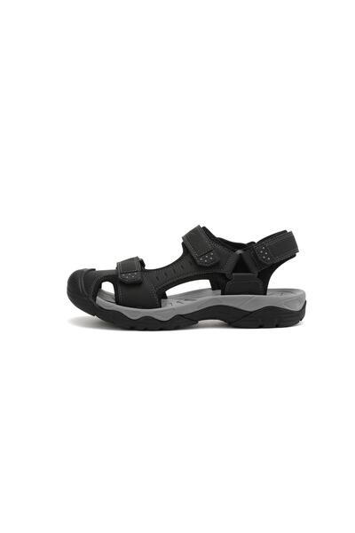 AX Boxing Men's Sandals, Premium Eco-Leather, Velcro Closure, Toe Protection, Lightweight Sole, AX Boxing