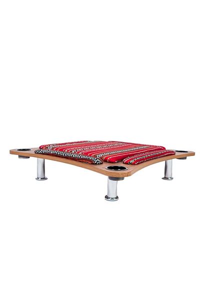 ALBADER Floor Wooden Ploot Play Cards Game Table Med-Size, Curved Wood Baloot Mid-Size 80 * 80