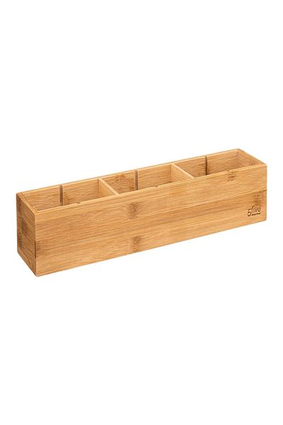 Five Simply Smart Tidy 3-Bin Bamboo Modular Space Saving Storage Organizer