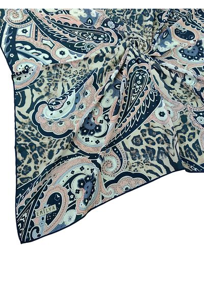 mim eşarp Κασκόλ Emilya Fres Crepe Leopard με σχέδιο 90x90 cm