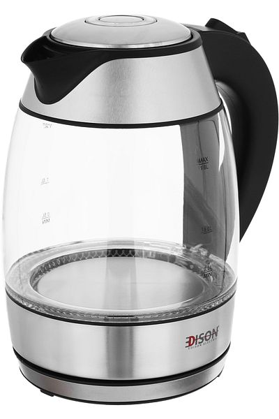 Edison Electric Glass Kettle Edison, 2200-1850W, 1.8L, HHB1751 - Silver Black