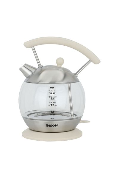 Edison Glass Water Kettle, 1.7 Liters, 2200 Watts, YK-G08 - Beige