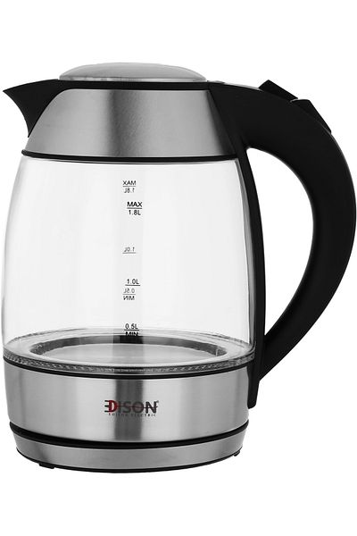 Edison Electric Glass Kettle Edison, 2200-1850W, 1.8L, HHB1751 - Silver Black