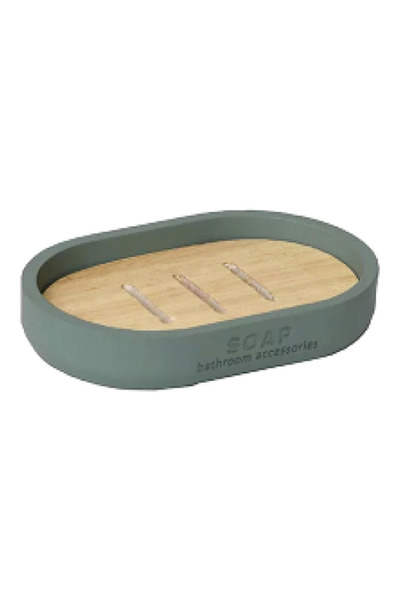 Tendance Elegant Design Bamboo and Polyresin Soap Dish Khaki Green and Brown