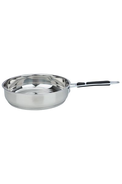 ROCKY Stainless Steel Frying Pan with Silicone Handle Rocky, 28 cm - Silver