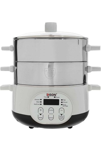 Edison Steam Cooker, 15 Liters, 1600 Watts, 6 Functions, Digital - Silver