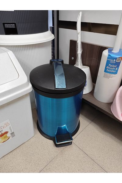rexa Durable Stainless Steel Circular Trash Bin with Foot Pedal