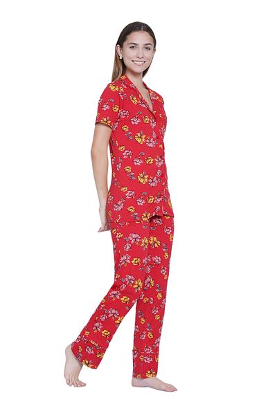 LAUREN SMITH Women's Pajama Set Half Sleeve Top with pants 2 Piece Sleepwear Cotton Ladies Soft Pjs Lounge Set