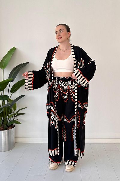 MaziButik Σετ Maxi Kimono Μαύρο