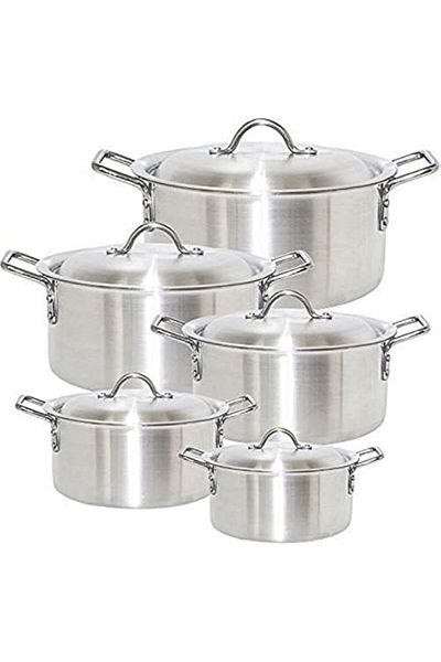 Generic طقم أواني طهي من الألومنيوم مكون من 10 قطع مع غطاء [YT004]