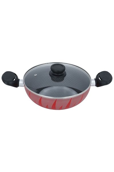 Alsaif Gallery Cooking Pot Steel Alsaif Gallery, 24 cm, Glass Lid - Red