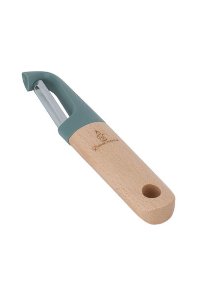 Generic Al Saif Gallery Silicone Vegetable Peeler, Wooden Handle - Green
