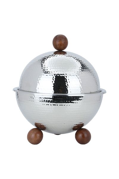 Alsaif Gallery Circular Serving Dish - Alsaif Gallery, 29×24×24 cm, Wooden Legs - Silver