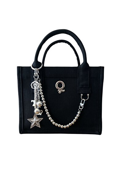 Butik MINI-Q MIDNIGHT SILVER Qutu Club Siyah Denim Kanvas Aksesuar ve Charmlı...