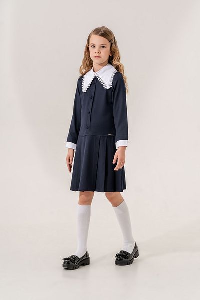 GİYİCEM TEKSTİL Girl's Shirt Collar Dress 6801