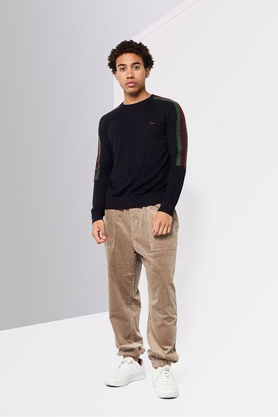 Harmont & Blaine Men Crew Neck Embroidered Logo Sweater, Navy