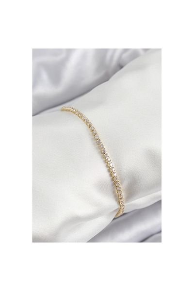 Skygo Brass Zircon Stone Thin Waterway Model Gold Color Women's Bracelet - Tj-Bb7035