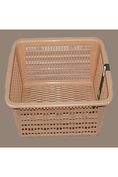 rexa Rectangular Brown Plastic Storage Basket with Handles