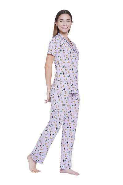 LAUREN SMITH Women's Pajama Set Half Sleeve Top with pants 2 Piece Sleepwear Cotton Ladies Soft Pjs Lounge Set