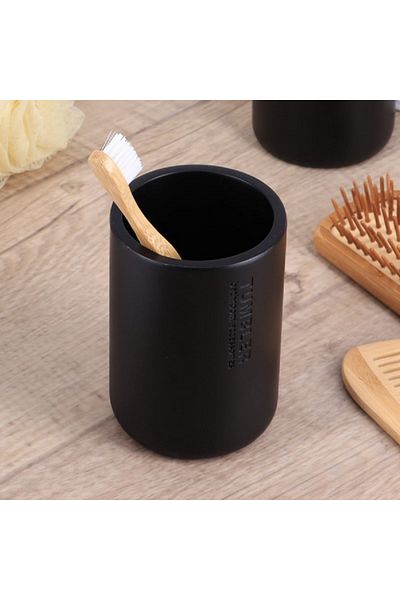 Tendance Loudis High Quality Durable Round Polyresin Bathroom Tumbler Matte Black 350ml