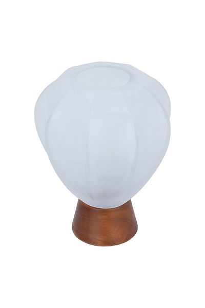 Alsaif Gallery Glass Candle Holder, 15.5×15.5×20 cm, Wooden Base - Gray