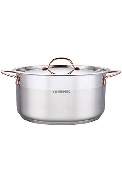 Arshia 26cm Stainless Steel Casserole – Dual Lid (Glass & Steel), Even Heat Base, Polished Finish