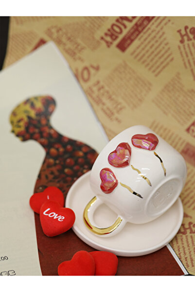 dalyaceramics 170 ml Kalp Balonu Figürlü Kahve Fincanı