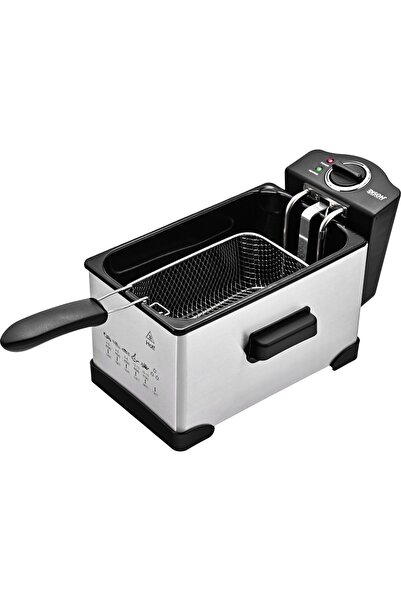 Edison Deep Fryer, 1500 Watts, 3 Liters, Frying Basket, Lid, ZS-DF30 - Silver...