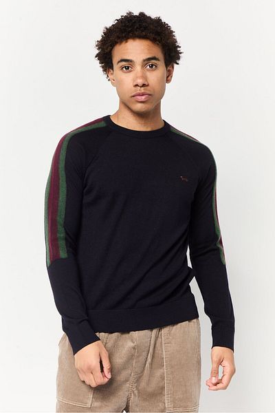 Harmont & Blaine Men Crew Neck Embroidered Logo Sweater, Navy
