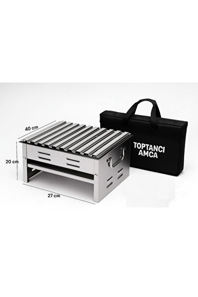 Toptancı Amca Katlanabilir Krom Mangal Paslanmaz Taşıma Çantası Hediyeli Barb...