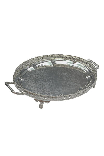 Generic معرض توفاريا إستيل السيف، 55×35×8 سم، بيضاوي الشكل، بأرجل - فضي