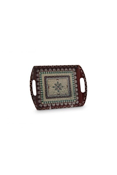 Alsaif Gallery Sword Gallery Melamine Serving Tray, 14 cm, Rectangular - Brown