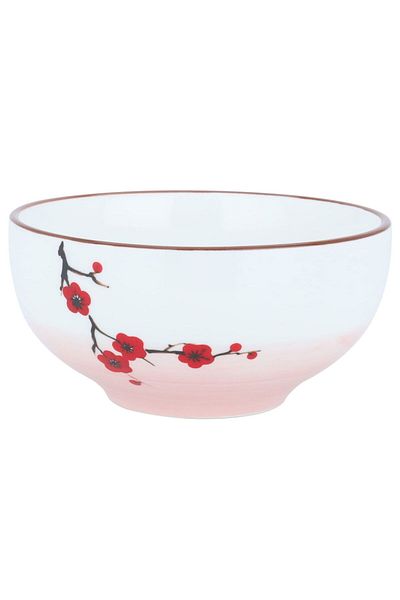 Alsaif Gallery Porcelain Bowl Alsaif Gallery, 5 Inch, Plum Blossom Pattern - White