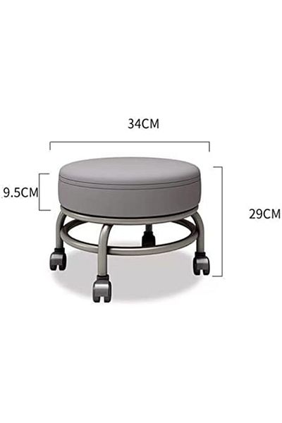 Generic Low rolling stool with wheels, 360° rotating stool, 360° swivel caster, PU leather rolling stool,