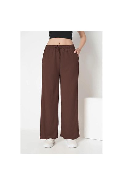 Intisimo Summer Pants, Breathable, Wide, With Pockets, Brown - XL