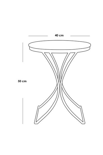 Generic Gold and white marble metal and wood side table - 40 x 40 x 50 cm