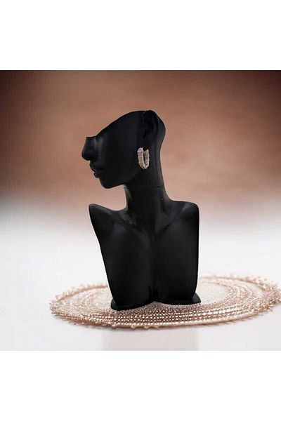 feyza collection Vip Steel Earrings with Cascading Zircon Stone
