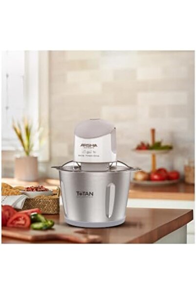 ARSHA Arshia 3L Electric Food Chopper – 800W, 9 Titanium Blades, Dual Bowl (Glass & Steel) – White
