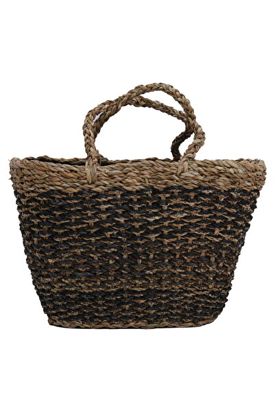 Generic حقيبة ترمس من الخوص من معرض السيف، 42 × 26 سم - أسود بيج