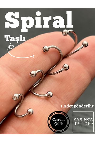 Karınca Piercing Stoned Spiral Piercing Twisted Labret Ear Conch Helix Tragus Earring Snake Bites Lip Piercing
