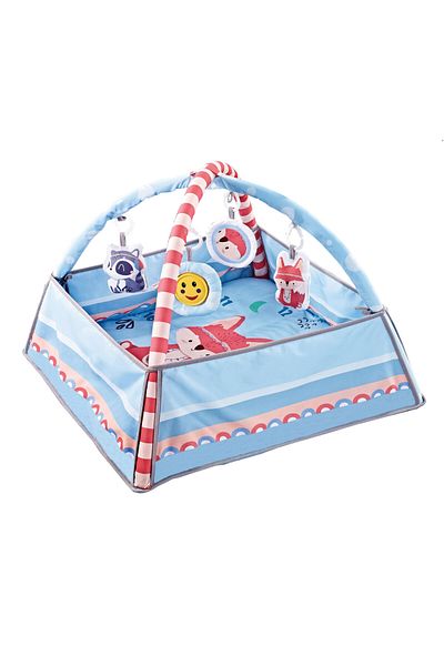 mr-everything Novo 4 em 1 Baby Play Gym Mat Tummy Time Activity Mat com Brinquedos Suspensos Destacáveis