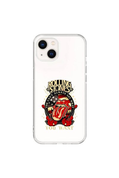 Dali Design iPhone 15 Compatible Transparent Case with Rolling Stones Design
