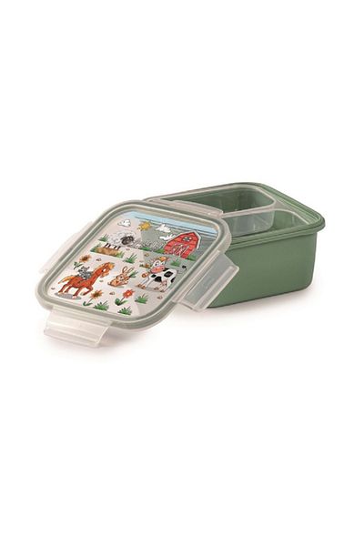 Snips High-Quality Farm Lock Square Lunch Box Green and Clear 0.80 Liter