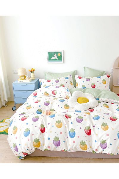 CHIRASO CHIRASO Linen, SUMMER Satin Cotton Fabric, Fitted Sheet 220x240 and Elastic 180x200, 4 Pillowcases