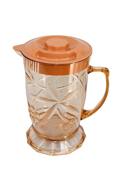 rexa Amber-Colored Plastic Water Jug with Floral Design and Lid