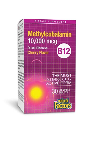 Natural Factors ميثيل كوبالامين، بنكهة الكرز، 10000 ميكروغرام، 30 قرصًا تحت ا...