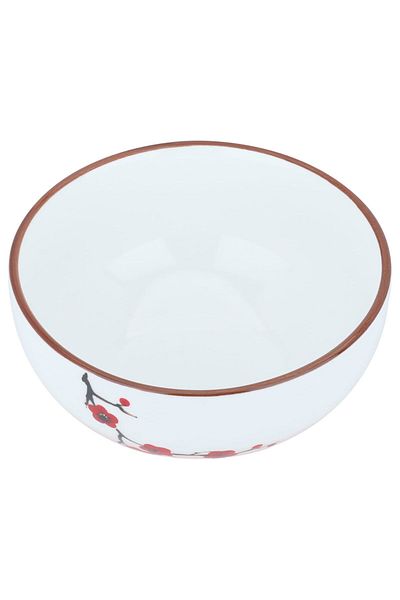 Alsaif Gallery Porcelain Bowl Alsaif Gallery, 5 Inch, Plum Blossom Pattern - White