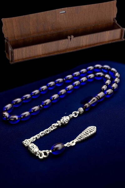 renery صناعة ماهرة معتمدة باللون الأزرق الداكن والأحمر العنبر والسبحة الخشبية...