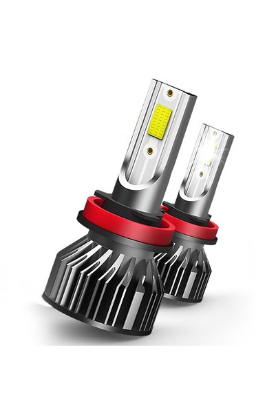 SONORH Becuri LED H8/H9/H11, 100W, 12000 lumeni, 2 bucăți, Canbus Plug&Play, ventilator și tijă de răcire din cupru